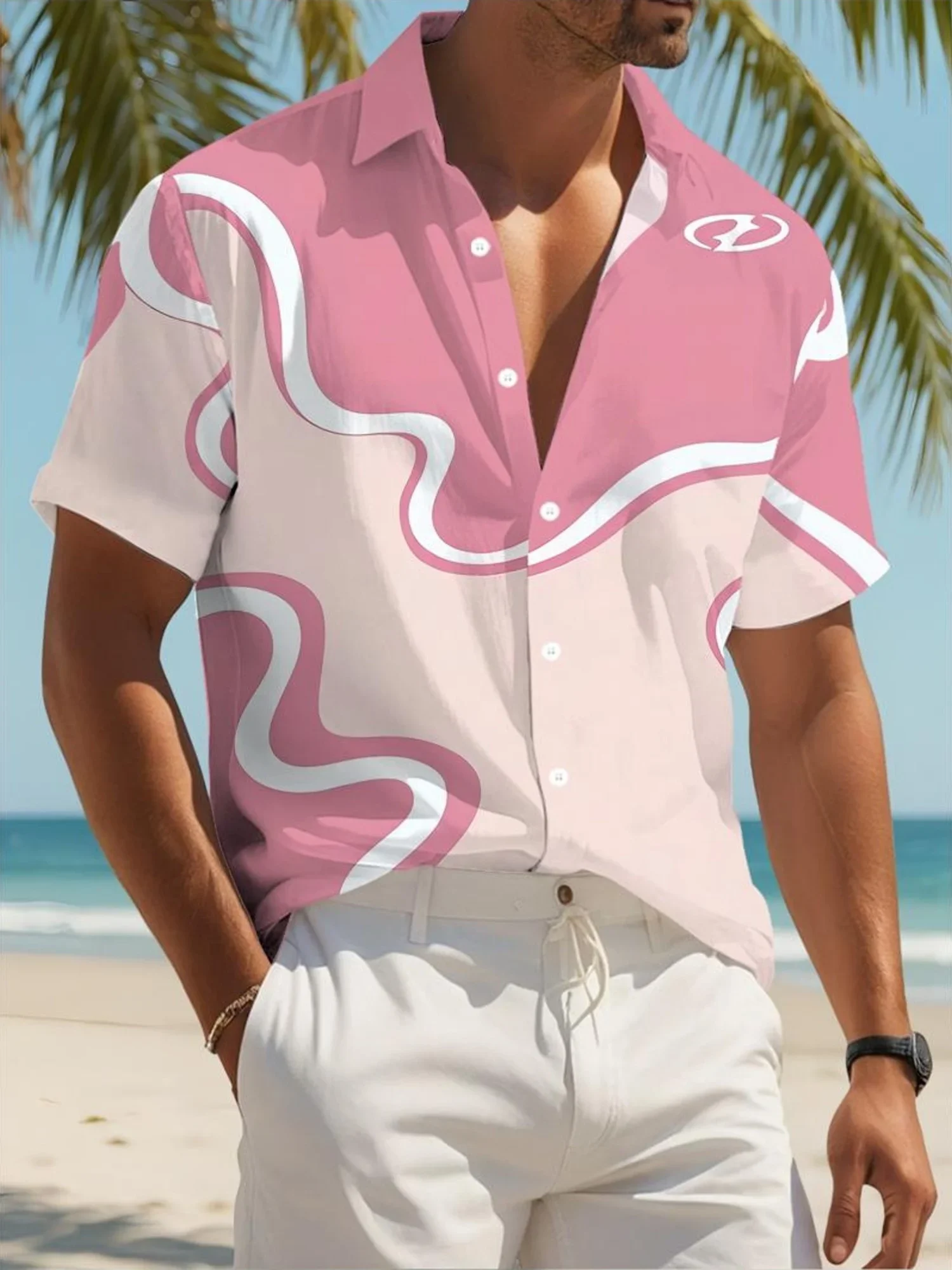 

Summer Beach Party Hawaiian Shirt For Men Fashion Casual Man Short Sleeve Tropical Print Stylish Lightweight Vacation Tops