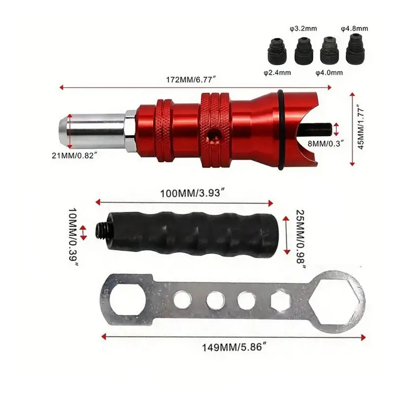 Adaptador de broca para furadeira elétrica, ferramentas de rebitagem, porca rebite, inserir porca, broca antiderrapante, ferramenta para brocas de lítio, torque