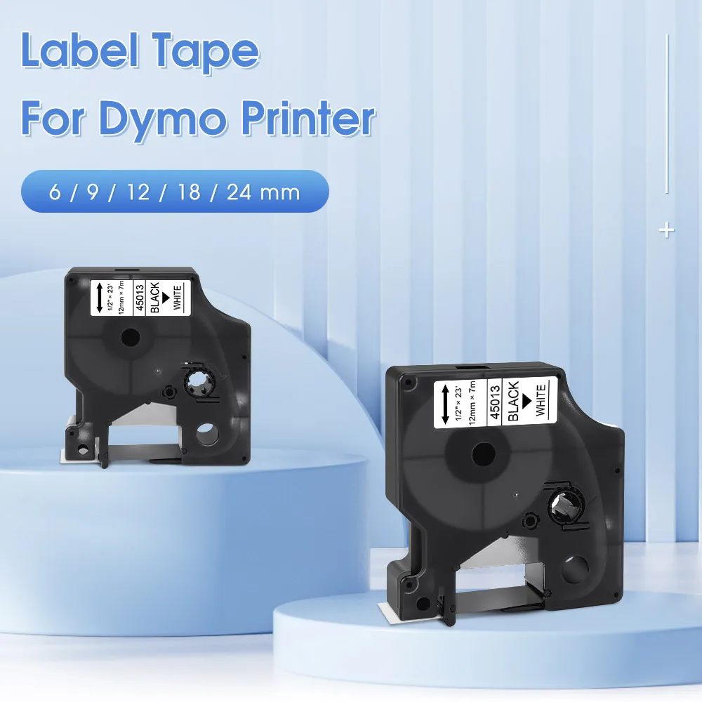 3~10PK 45013 Compatible Dymo D1 Tapes 45013 Black on White 12mm Printer Label for Dymo LabelManage LM 160 420P 280 Label Maker