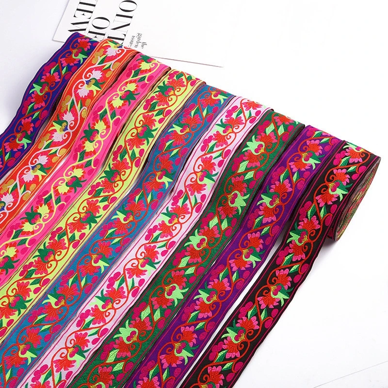 7M Jacquard Ribbons Ethnic Embroidery Flower Webbing Trim DIY Clothes Bag Curtain Accessories Wide 5cm