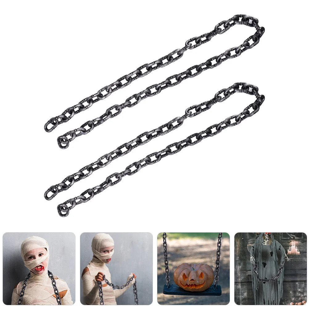 

Fake Chain Link Decor 2pcs Plastic Chain for Halloween Party Props Cosplay Costumes Simulation Iron Wire Decoration Trick