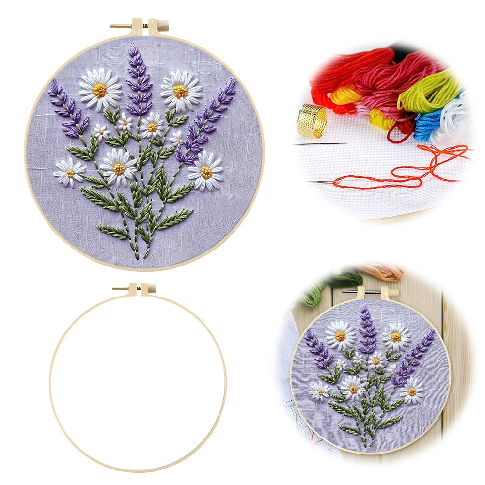 

Lavender Cross Stitch Kit DIY Printed Embroidery Set for Beginners Gifts 30x30cm