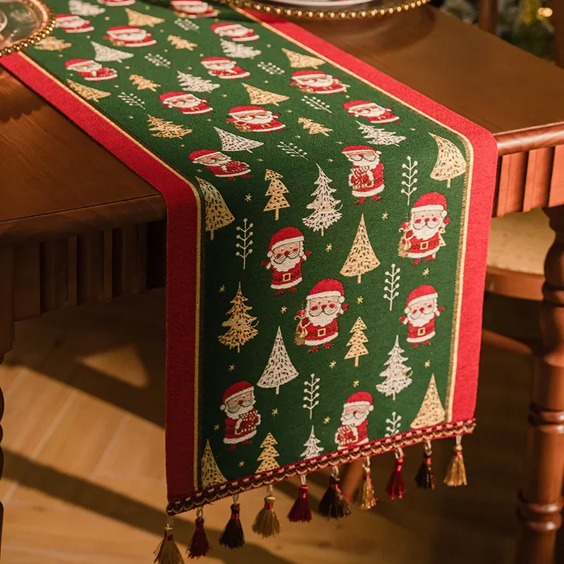 2025 New Year Christmas decorations table flag Christmas scene layout high-end American senior sense table tablecloth