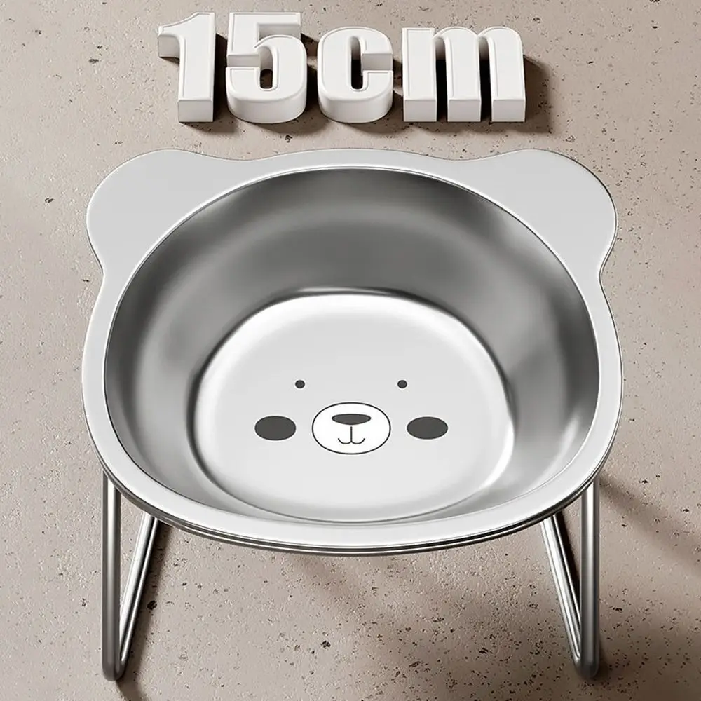15 Degree Inclined Stainless Steel Cat Bowl Detachable Anti Overturning Dog Food Bowls Anti-flip with Stand Pet Feeding Dish
