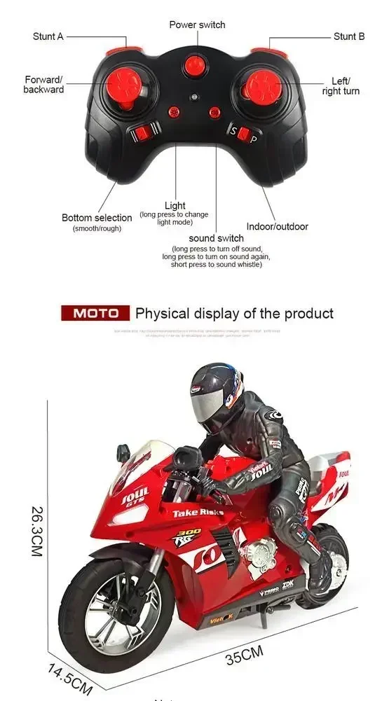 HC-802 RC Moto Autobilanciante 6 Assi di Giroscopio Stunt Racing Moto Plastica RTR Ad Alta Velocità 20 km/h Drift di 360 Gradi
