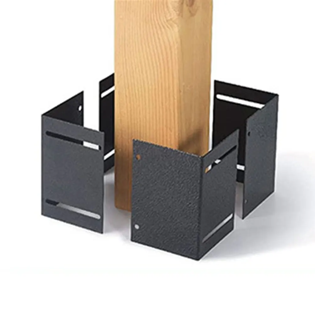 

Adjustable Metal Mailbox Post Base Protector Railing Fence Deck Bracket Cover Non Deform Sturdy Smooth Edge for Wood