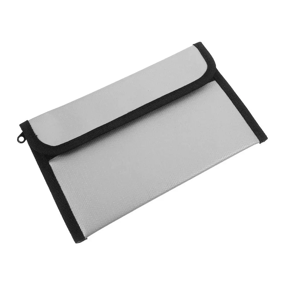 High Temperature Resistant Fireproof Document Bag Zipper Closure Waterproof Surface Safe Storage Pouch with Sticky Strip Square