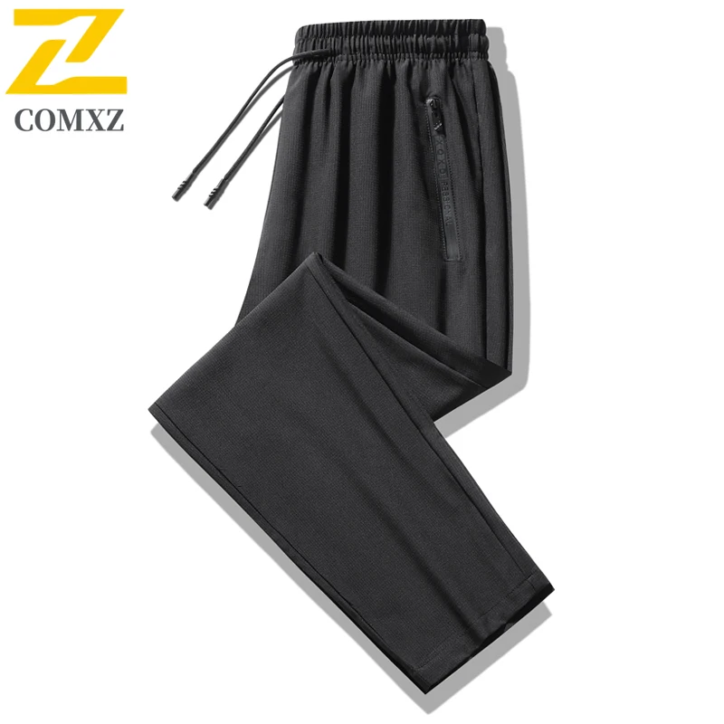 Ice Silk Men Casual Pants Comfortable Breathable Sweat Absorbing High Elasticity Straight Leg Pants Fitness Running Sports Pants