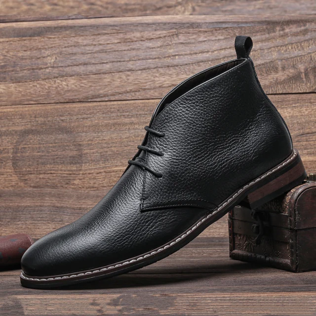 Męskie buty z prawdziwej skóry Modne wygodne markowe skórzane buty za kostkę 2023. # KD585
