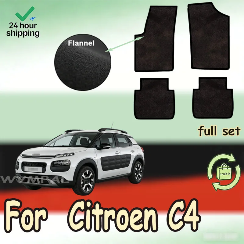 

Фланелевые коврики для Citroen C4 Cactus 2014~2022, накладки на пол, покрытия для ног, коврики-накладки, наклейки, автоаксессуары