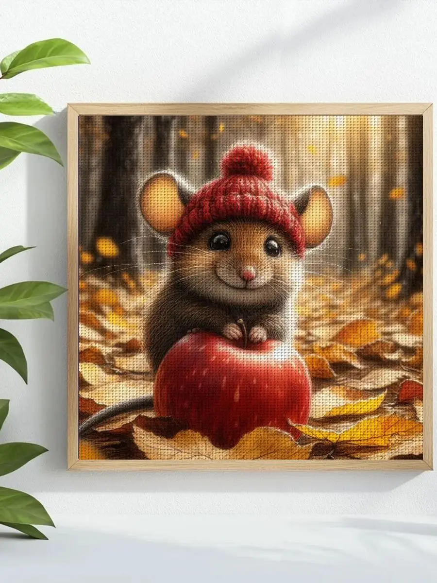 1 Stück 40X40CM/15,74 Zoll Ratten-Stickmuster-Set DIY-Set 11CT/14CT DIY-Stickset DIY-Kreuzstich-Set Zubehör – Detail 1