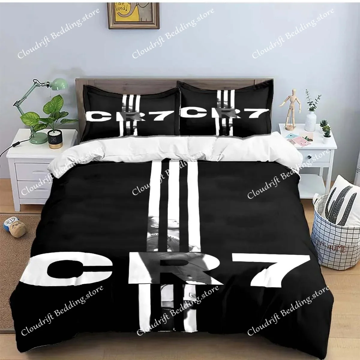 Fashion Football Star M-Messi R-Ronaldo Printing Bedding Set Duvet Cover Comforter Bed  Youth Kids Girl Boys Luxury Gift