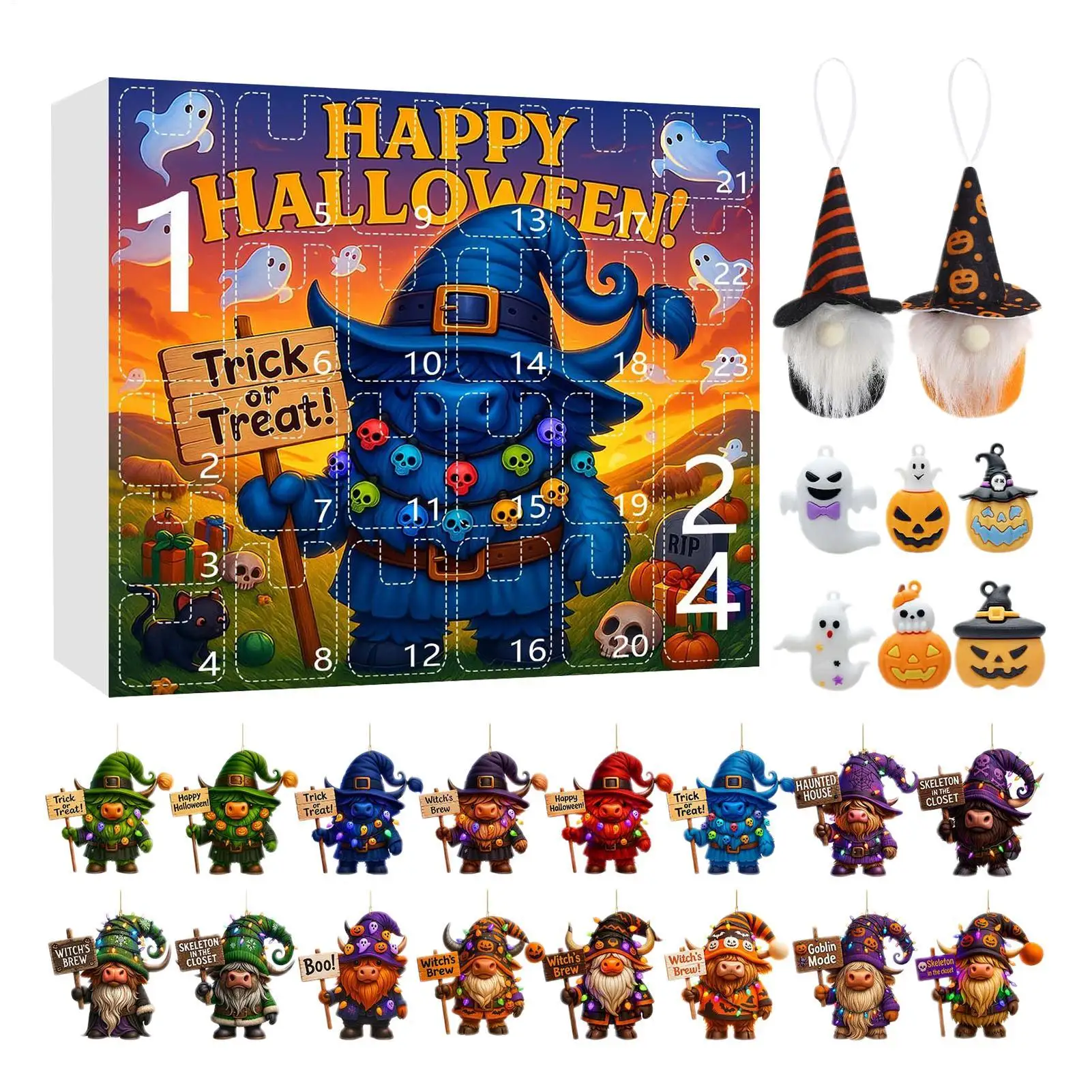 

Календарь обратного отсчета на Хэллоуин на 2025 год, 24-дневный орнамент в виде гнома, календарь обратного отсчета на Хэллоуин, Коллекционный 3D-смола, 2D акриловый орнамент