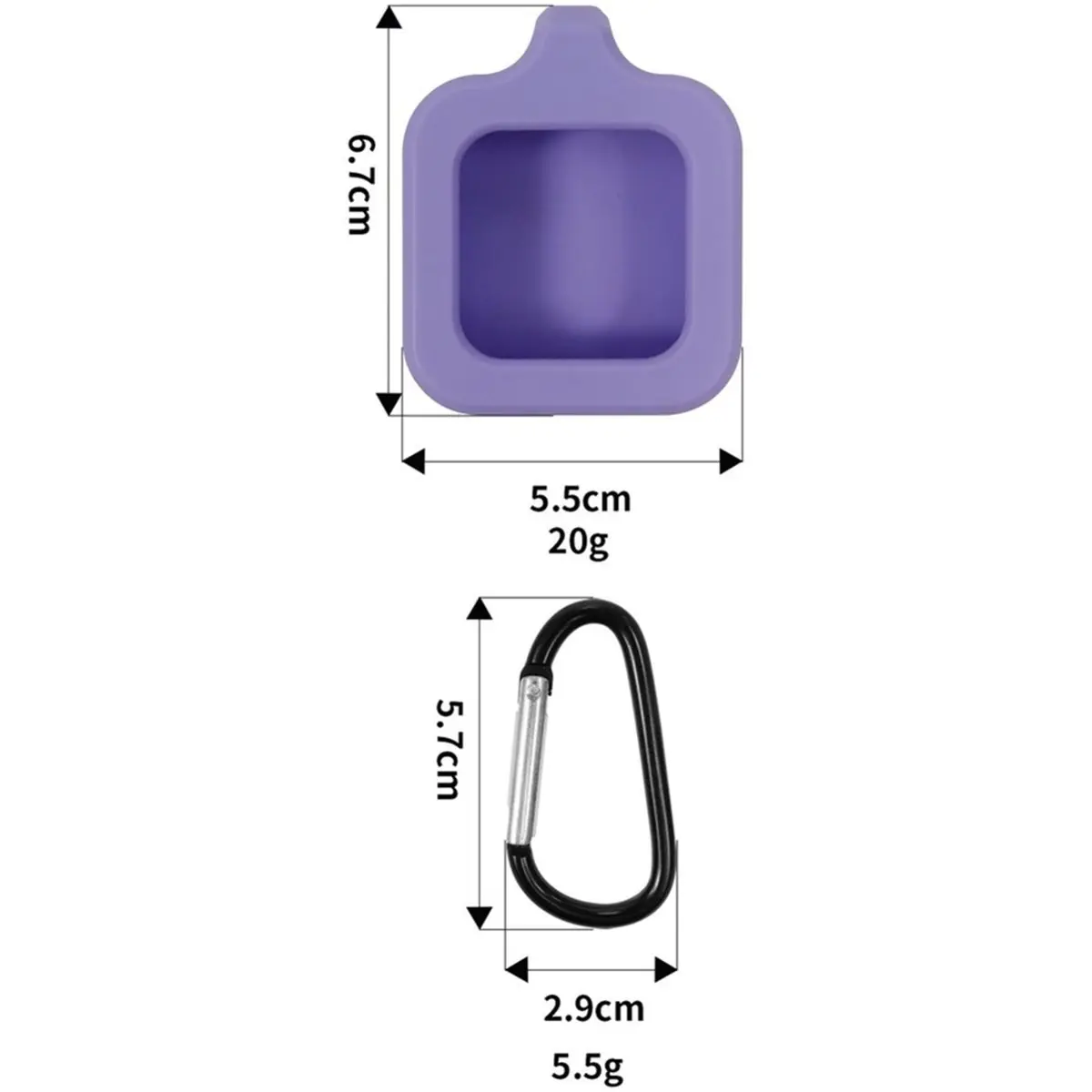 Silicone Case for Brick NFC Phone Lock Device Signal-Friendly Magnetic-Compatible Cover with Carabiner Clip BLACK
