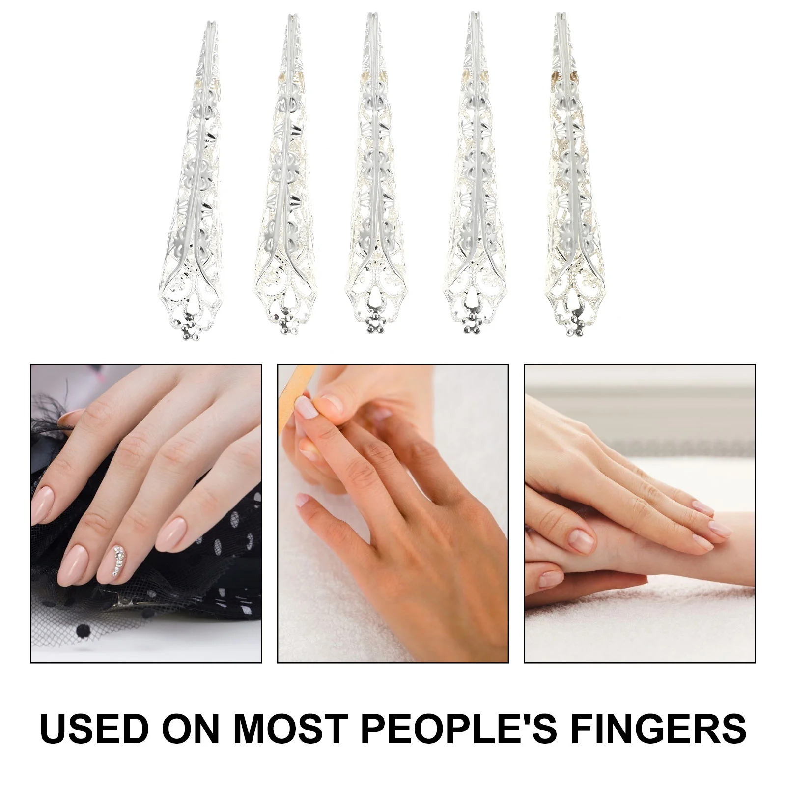 10 قطعة مخالب مجوفة خواتم معدنية أظافر مخلب تأثيري اكسسوارات دائم Longwear مريحة صالح إصبع مخلب #3