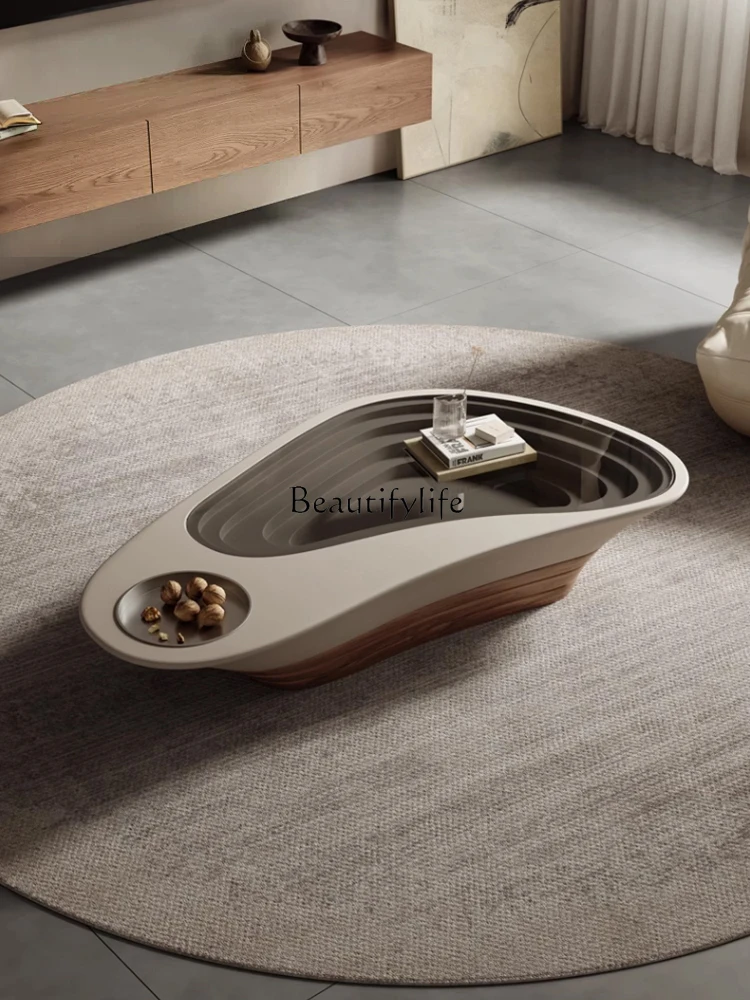 

yj9 Italian minimalist coffee table living room new household small apartment wabi sandy wind art sense special-shaped glass