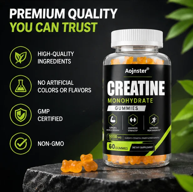 Creatine Monohydrate Gummies,Support Muscle Growth, Enhance Strength & Improve Exercise Performance, 60 Count Dietary Supplement