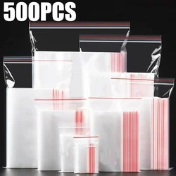 100-500 Stuks Dikker Rits Zelfsluitende Zakken Herbruikbare Doorzichtige Plastic Kleine Object Sieraden Opbergtas Hersluitbare Poly Bag Zakjes