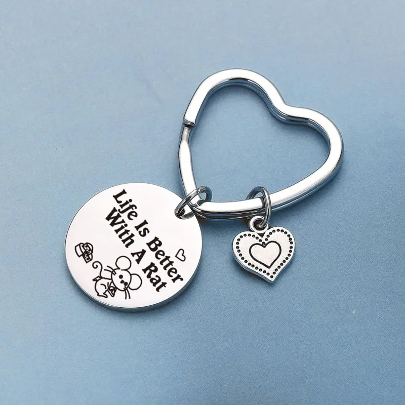 Rat Inspirational Keychain Rat Mom Gift Rat Charm Keychain Pet Rodent Owner Gift Rat Keychain Gifts for Women Men