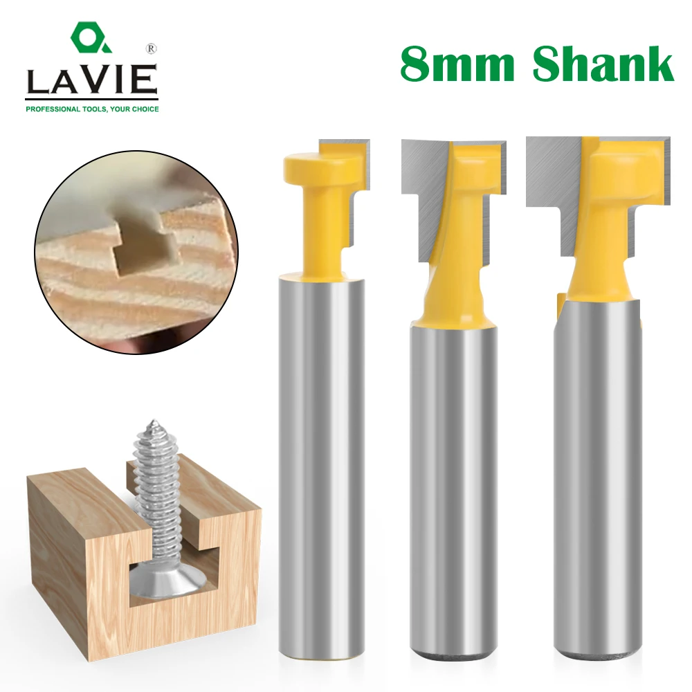 8mm Shank T-Slot Cutter Router Bit Set Key Hole Bits Hex Bolt T Rainurage Fraise Pour Le Travail De Calcul Du Bois Outil C08-142