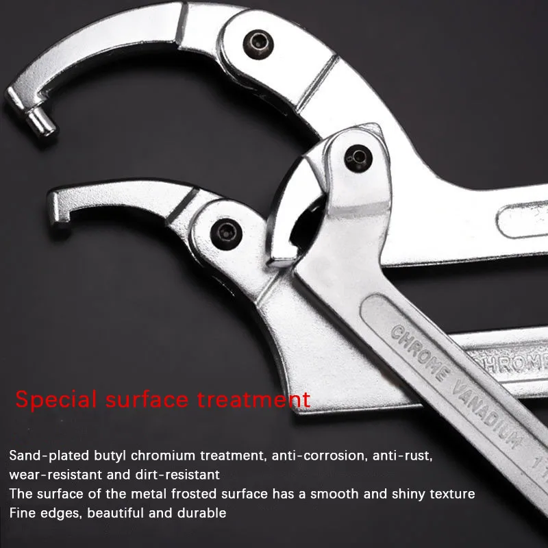 Function water meter wrench hook end crescent wrench for disassembling water meter cover special half moon wrench shock absorber