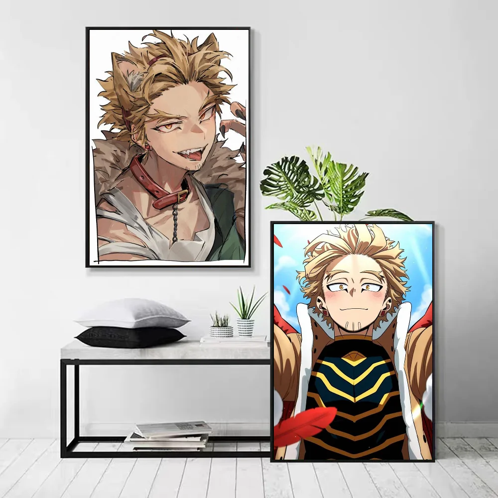 1pc Anime My Hero Academia Hawks Poster Self-adhesive Art Waterproof Paper Sticker Coffee House Bar Room Wall Decor