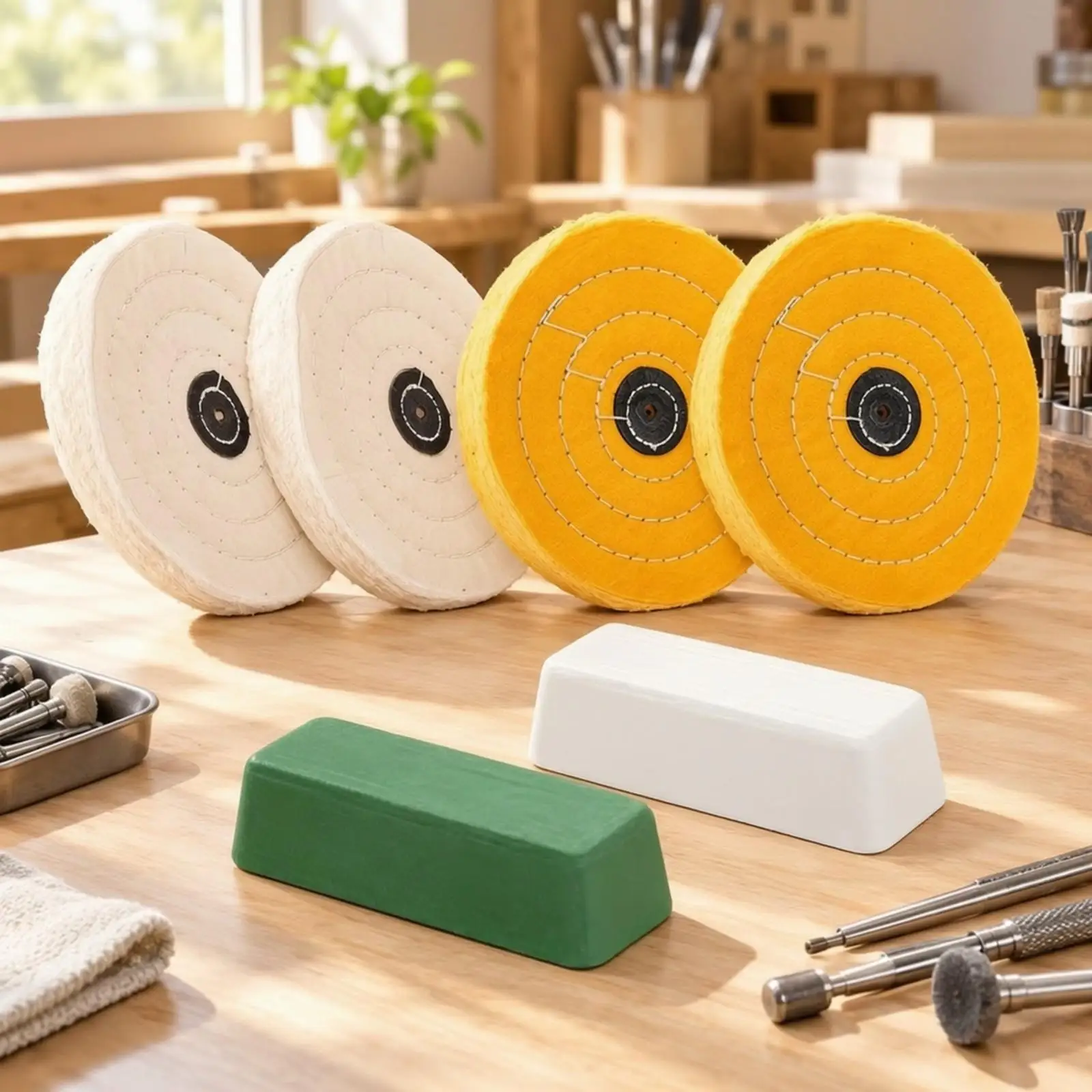 Cotton Buffing Wheel with Center Hole for Jade Polishing and Metal Mirror Finish Tasks