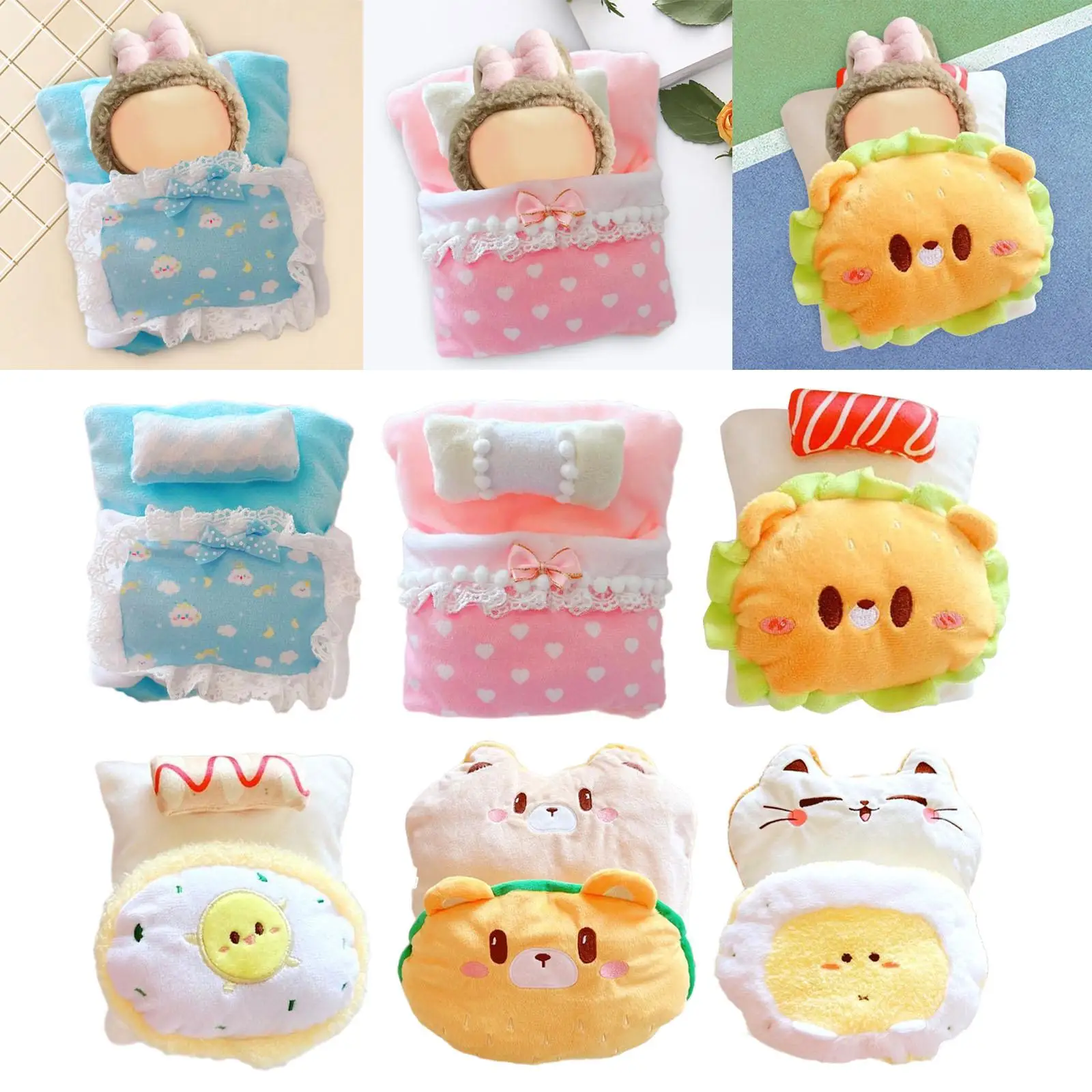 3 Pieces Doll Bedding Set Bedsheet and Pillow for 17cm Dolls Children's Gifts New Year Gifts Birthday Gifts Thanksgiving Gifts