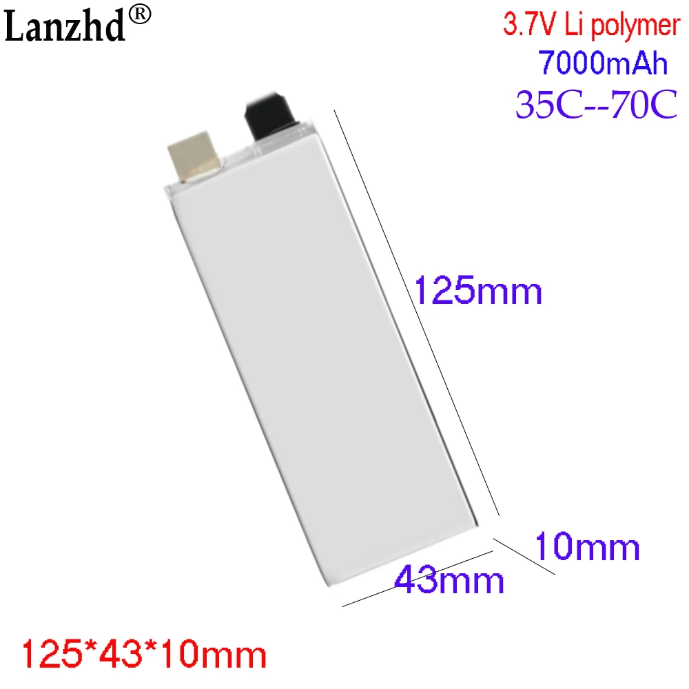 3.7V High Rate Polymer 7000mAh 70C for Electric Tools Starting Power Supply Automobile Igniter Inverter 1043125 125*43*10mm