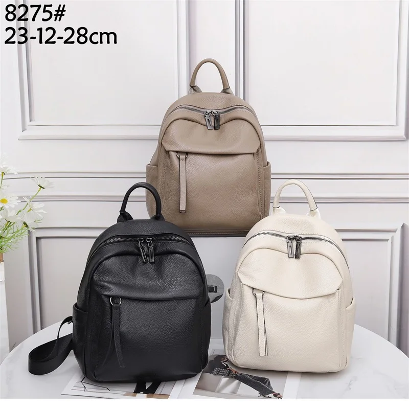 Small Women Real Cow Leather Backpack Casual Ladies Travel Genuine Leather Shoulder Bag Anti-theft Girls Cowhide School Bagpack