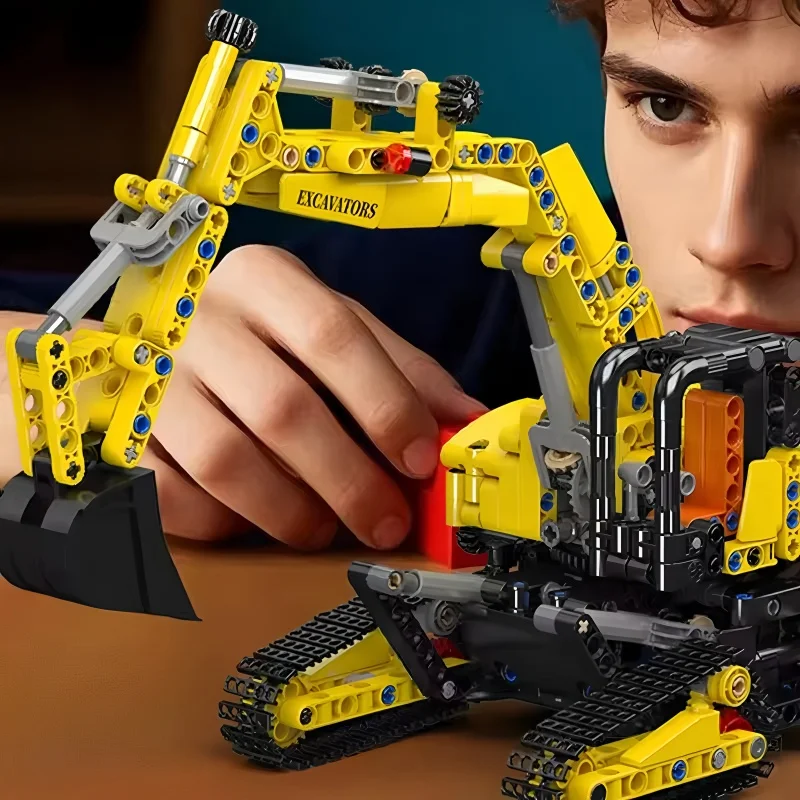 Molde rei 17076 caminhão técnico brinquedos o futuro escavadeira bloco de construção montagem enginerring carro tijolo conjunto crianças presente natal