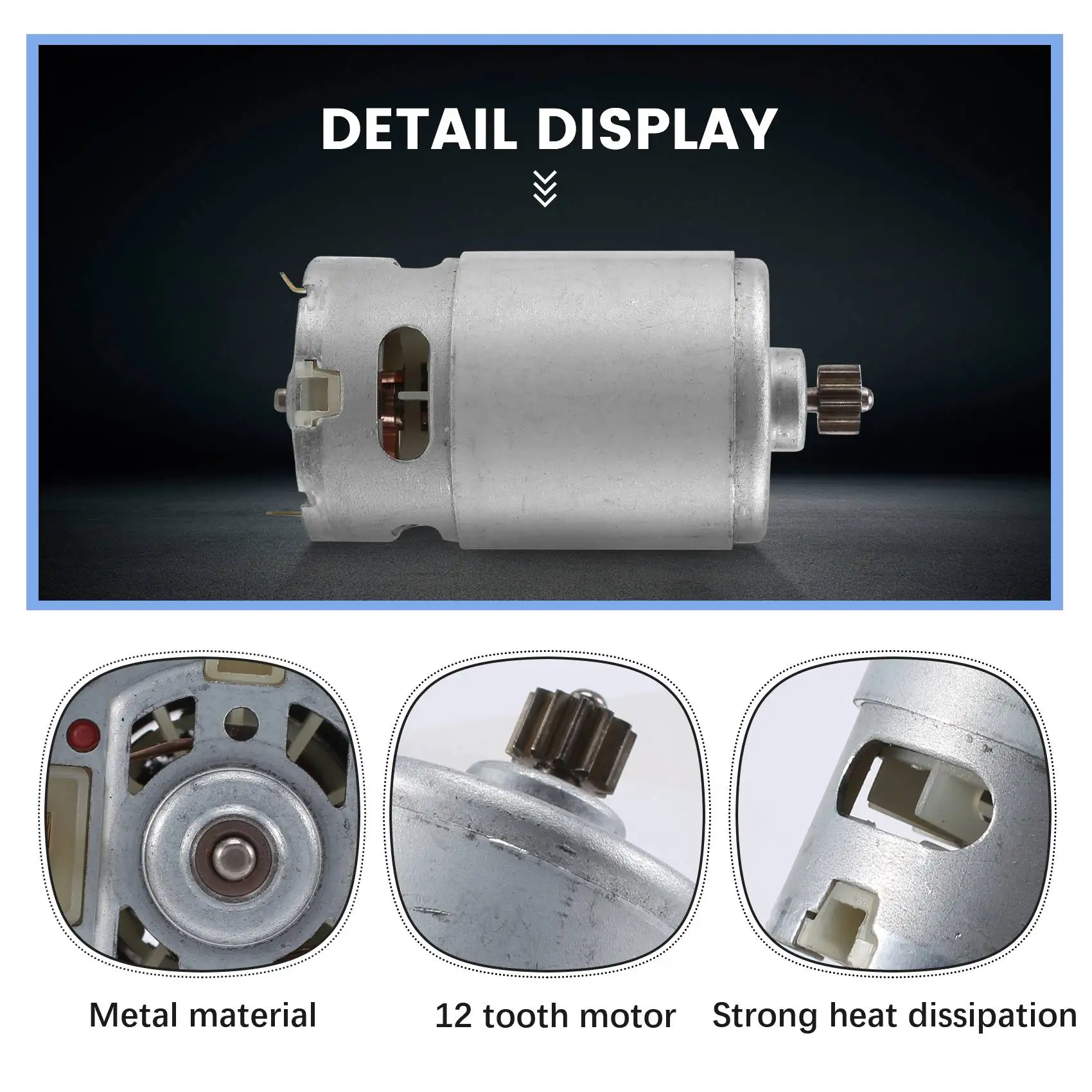 DC Motor 18V For Children Electric Car,RC Ride, Baby Car Electric Motor RS550 Gearbox 12 Teeth Engine-ABQU