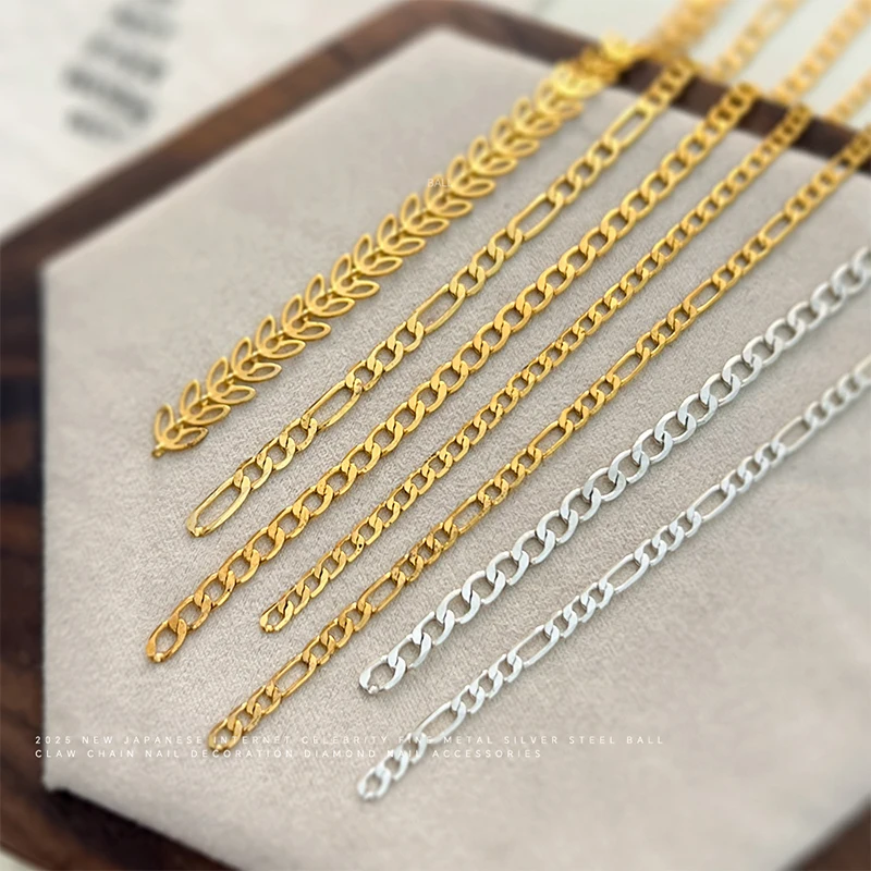 20/50 centimetri Catena di Metallo Unghie Artistiche Strass Oro/Argento Della Lega Della Vite Prigioniera Unghie artistiche Decorazioni Catene FAI DA TE Design Manicure Accessorio Dei Gioielli