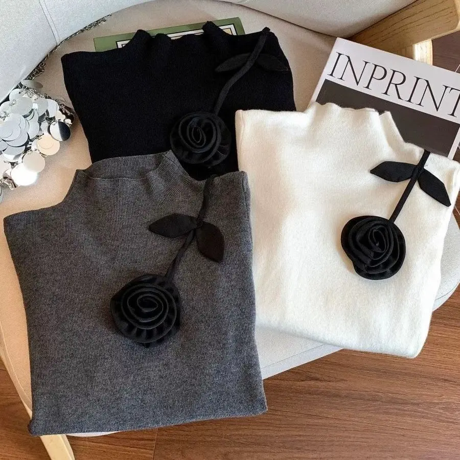 

New Knitted Sweaters Women Flower Fashion Pullover Fashion New Knitwear Smooth Casual Japanese Style Clothing Sales M182