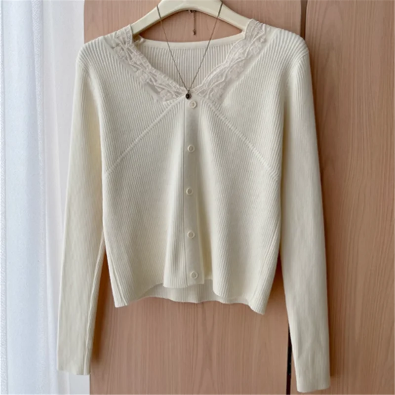 

Вязаный свитер, женские пуловеры, новый черный кружевной вязаный свитер с длинным рукавом и v-образным вырезом, пуловер, женские топы, свитера, женская одежда Q1101