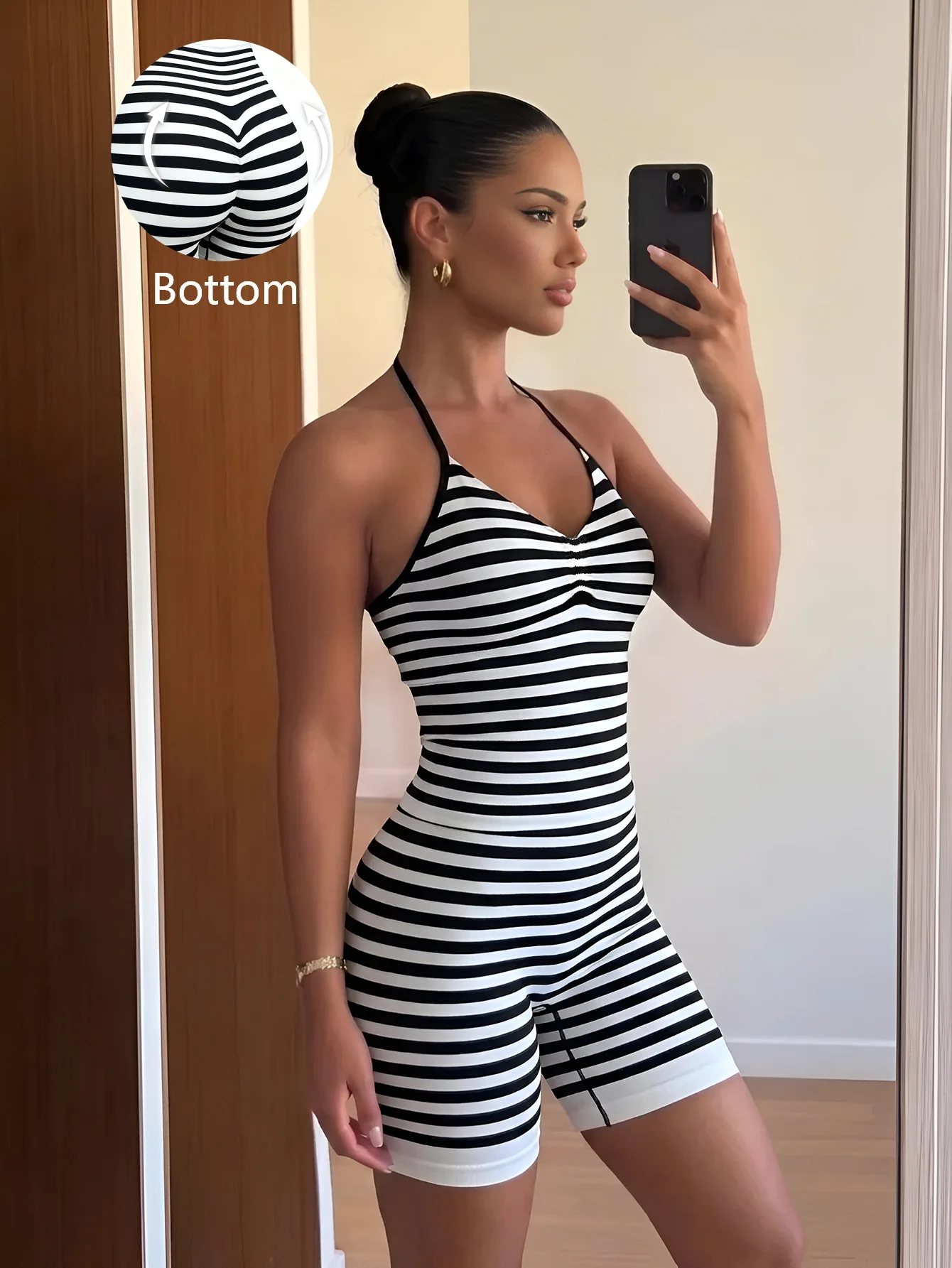 Women's Yoga Vest Shorts 2 Piece Backless Tight Top High Waist Shorts Bra with Pads Quick Dry Naked Feel Butt Lift Sportswear