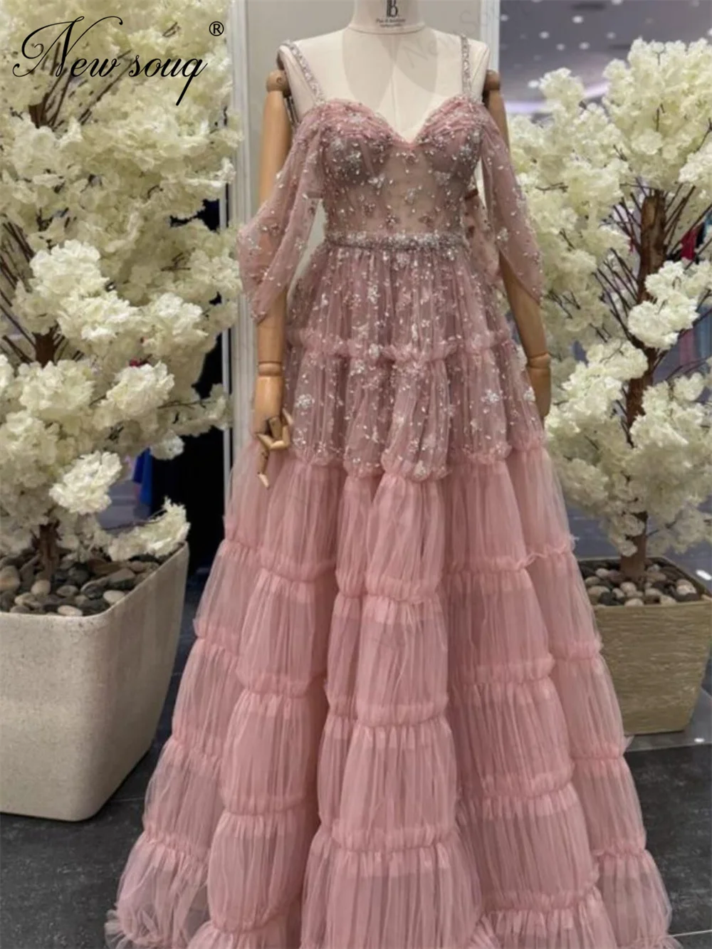 

Румяно-розовая пышная юбка Вечерние платья из бисера Элегантные платья с открытыми плечами и кристаллами Свадебные платья Арабское платье для выпускного вечера по индивидуальному заказу