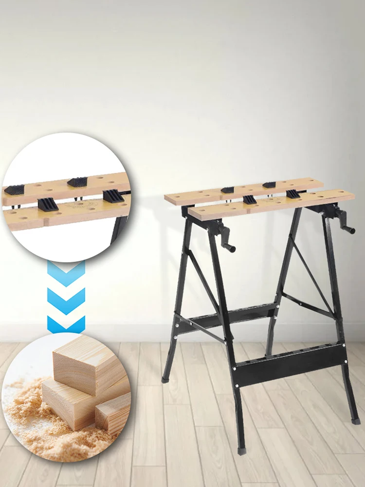 طاولة قابلة للطي منشار حصان 4 مقاعد للكلاب طاولة عمل قابلة للتعديل مع مسطرة قياس ومقياس منقلة لمشاريع النجارة