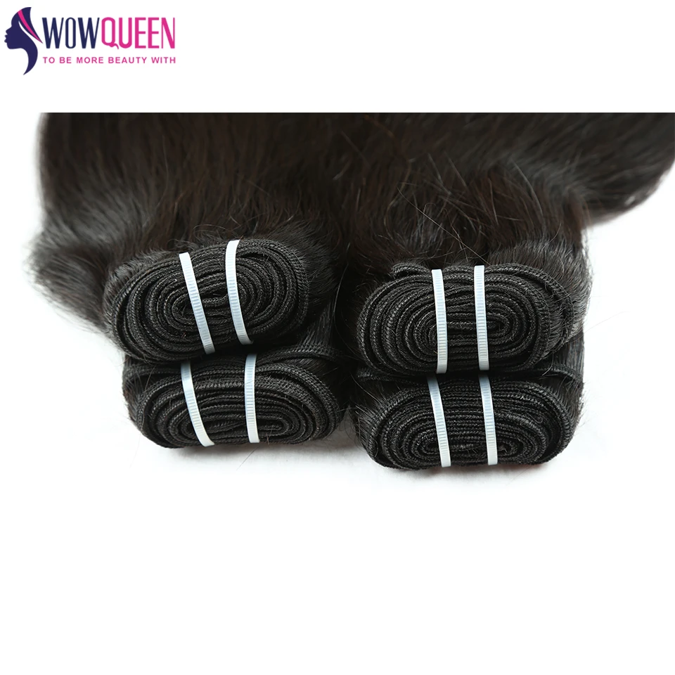 Pacotes retos de cabelo humano para mulheres, extensões duplas de cabelo grosso, pacotes de cabelo cru, preto natural, 1 PC, 2 PCs, 3 PCs, 4 PCs