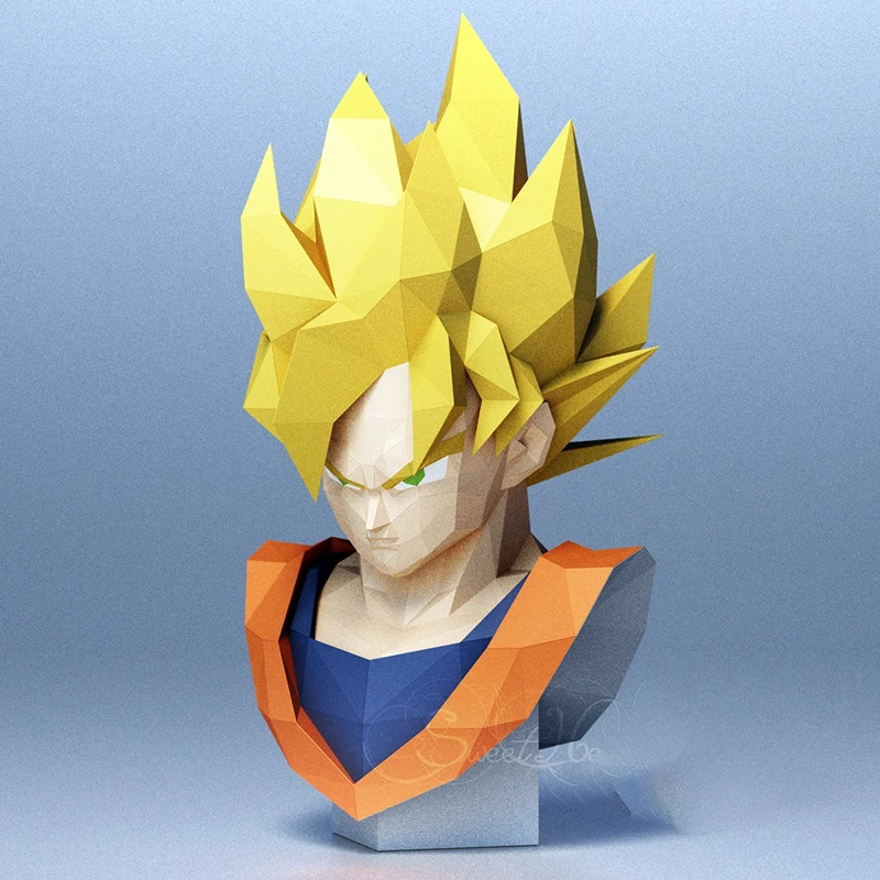 73cm SonGoku Bust Sculpture Paper Model DragonBallZ Anime Figures Papercraft 3D DIY Hand Made Toy Home Decor Desk Decoration