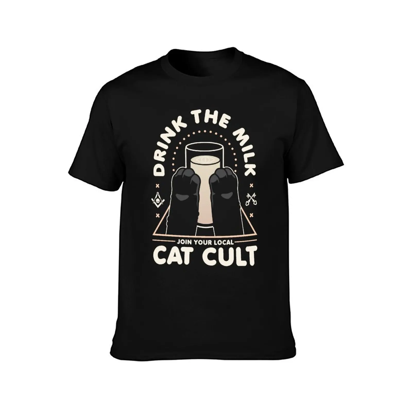 Drink The Milk, Join The Cat Cult - Kawaii Krypt T-Shirt t shirt men 100% cotton luxury brand T-Shirt