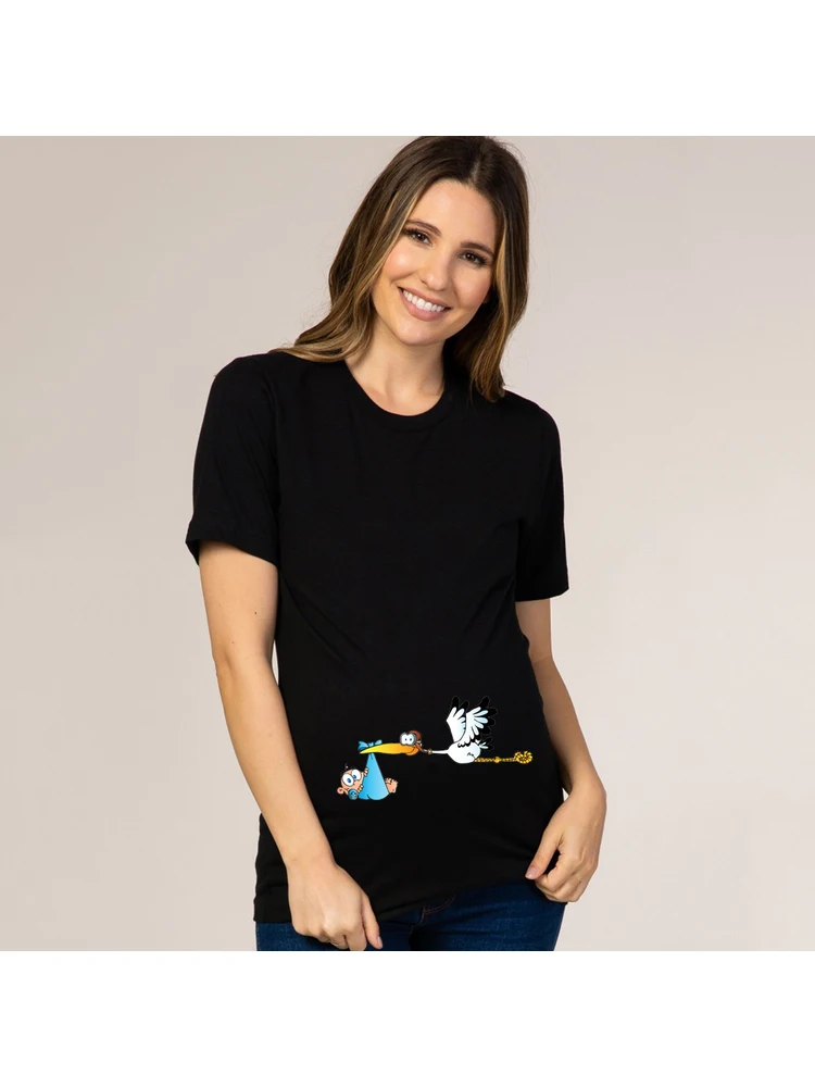 Pregnant Women Maternity Clothes Baby Print Pregnant Funny T-shirt Summer Maternity Tops Pregnancy Announcement New Baby Tee