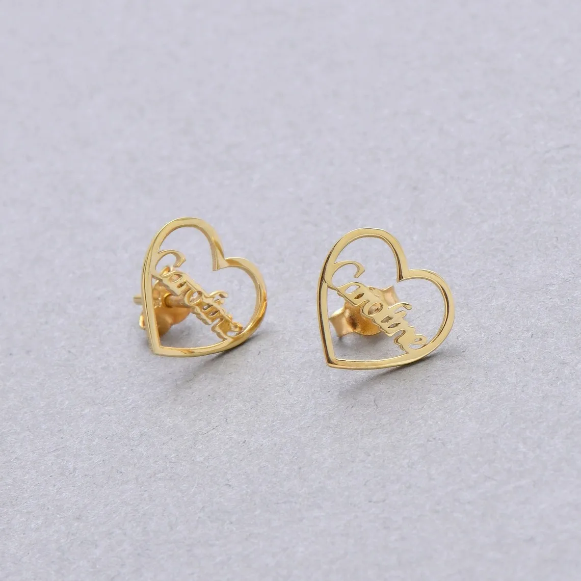 Custom Cute Small Heart Name Stud Earrings For Women Girl Jewelry Stainless Steel Gold Color Love Earrings Girlfriend Wife Gifts