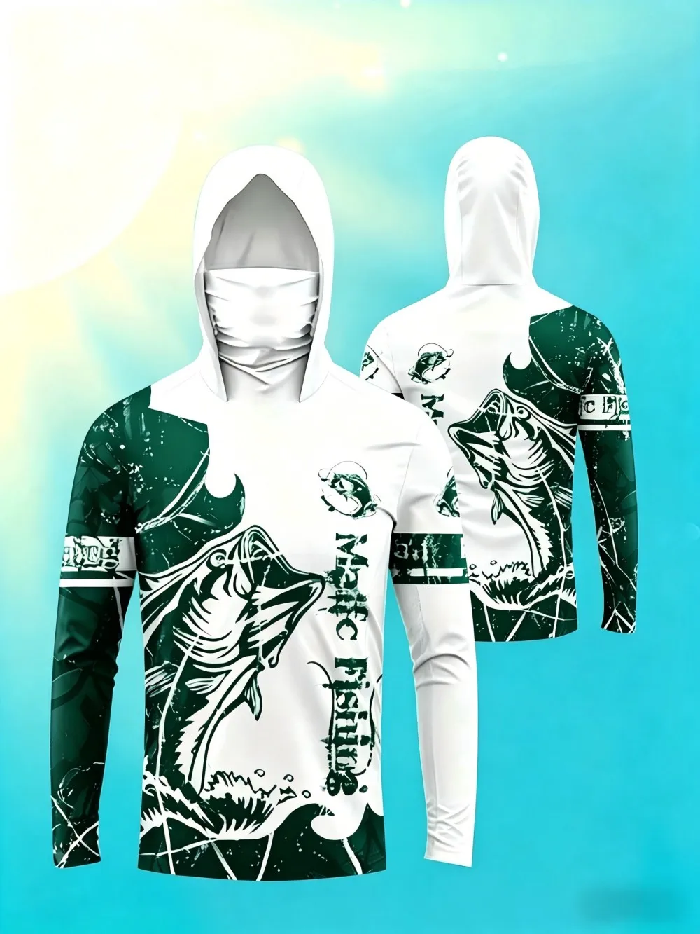 American Men's Summer Striped Letter Print Comfortable Breathable Hooded Fishing Suit Long Sleeved T-Shirt Outdoor Casual Top image 6