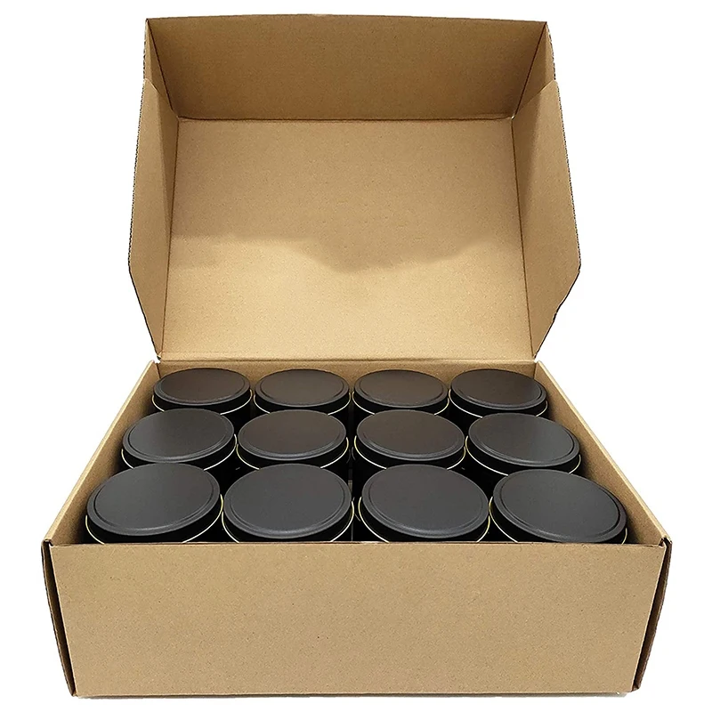 Candle Tins 24 Piece 4 Oz Metal Candle Containers for Making Candles Arts & Crafts Dry Storage Black