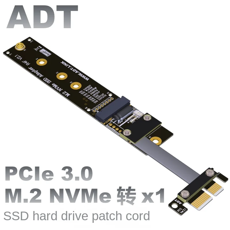 Cable de extensión PCIe 4x convert 1x M.2 NVMe SSD tarjeta adaptadora compatible con PCI-E 3,0 ADT
