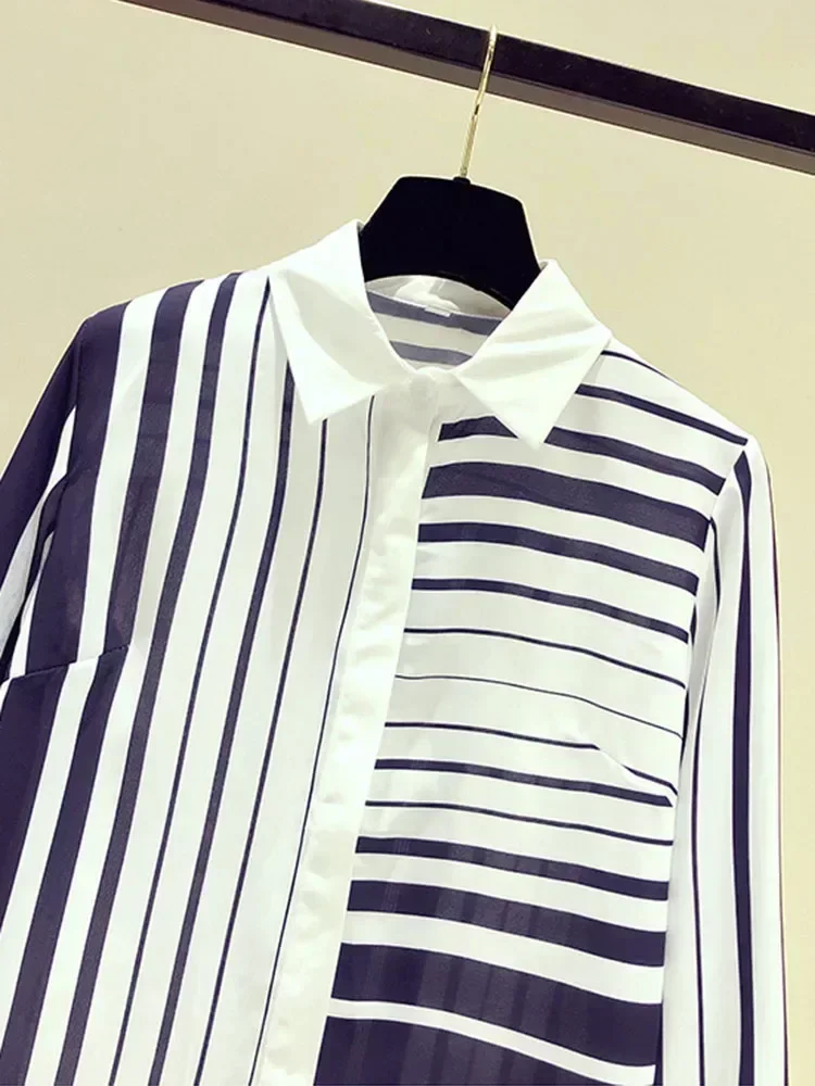 Wiosna jesień damska koszula w paski Office Lady damska koszula wypoczynkowa z długim rękawem moda cienki top damskie bluzki GD236