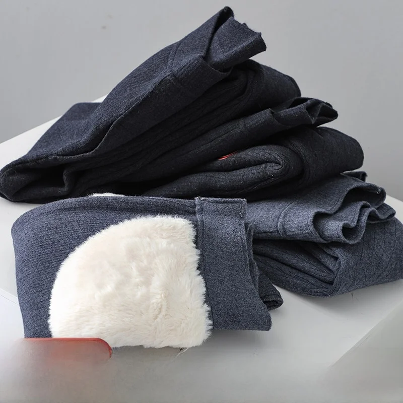 

Thiened Fce Lined Warm Pants Couple Sle Men's Women's Color High Elastici Autumn Winter Thermal Pijama Pants