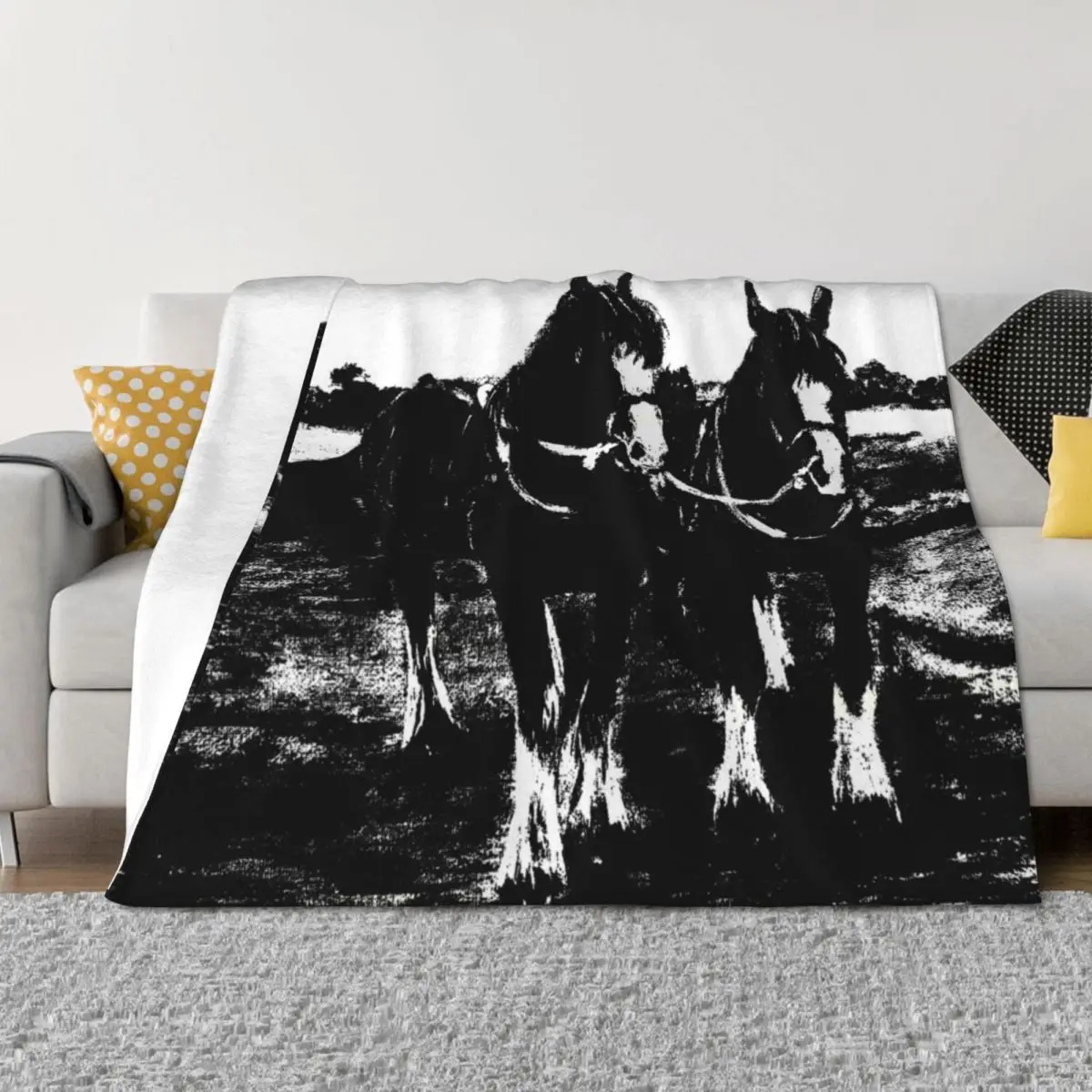 Plough Horses Throw Blanket christmas decoration For Sofa Thin Flannels Decorative Throw Blankets