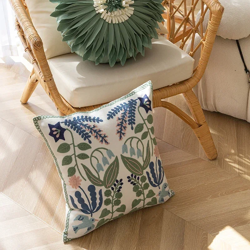Reine Baumwolle bestickt Büro Kissen Kissenbezug Auto Kissenbezug 45X45CM Lenden Kissenbezüge Sofa Kissenbezug – Detail 5